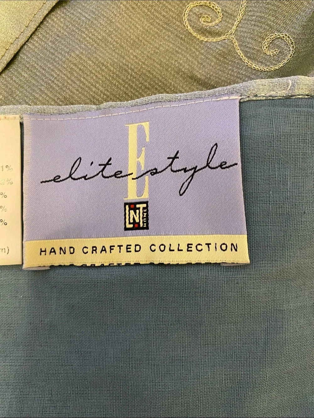 EliteStyle Lavender & Teal Decorative Textile Label Shower Curtain